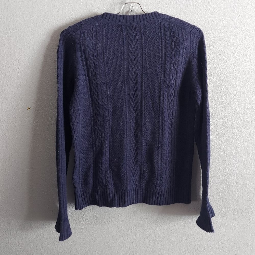 J.CREW Women Navy Crewneck Long Sleeve Knit Sweater XS Wool Blend - Picture 3 of 4